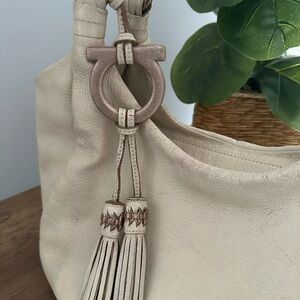 Ferragamo Cream Leather Hobo Bag